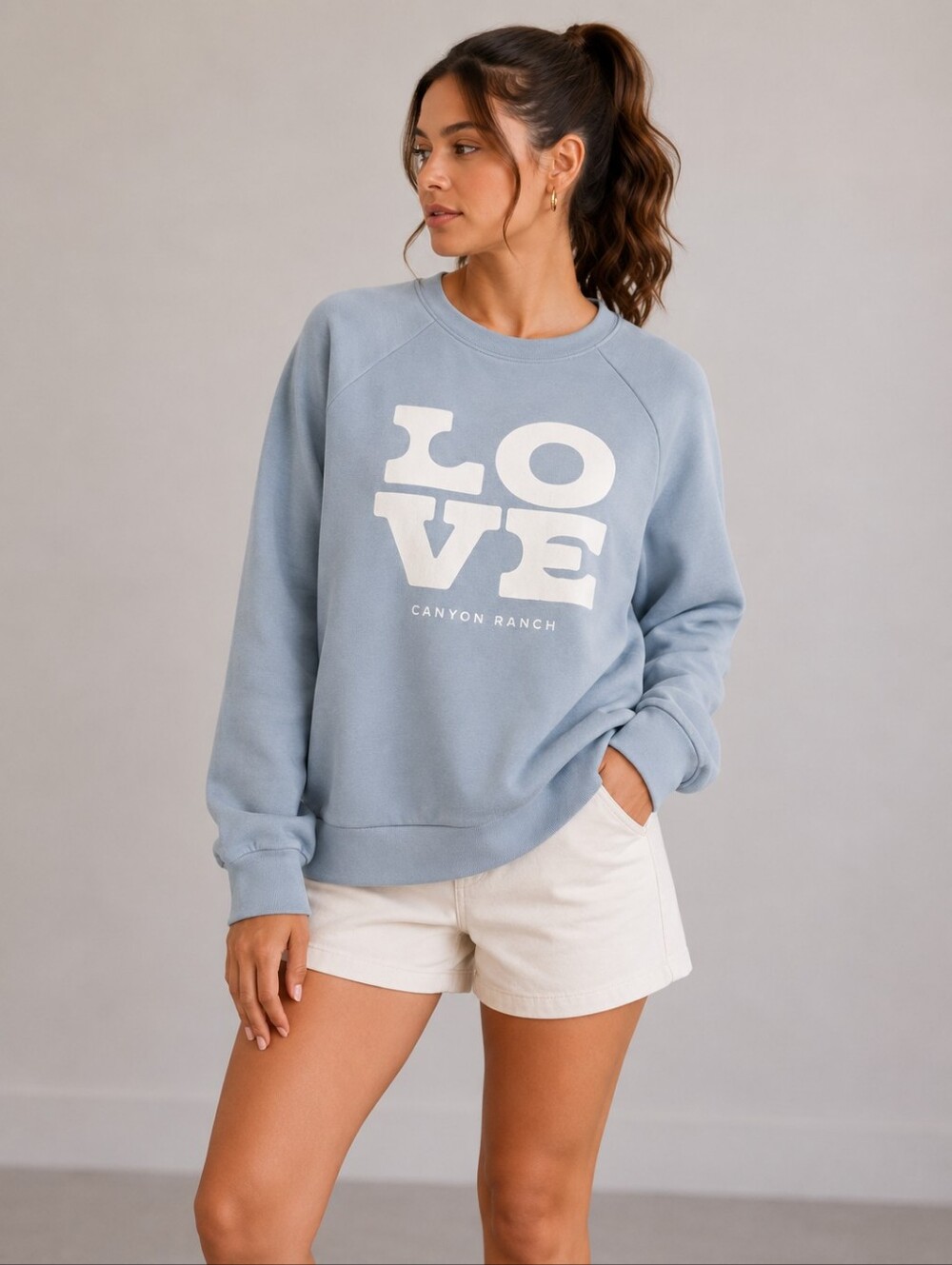 League Light Blue Graphic Crewneck Size M